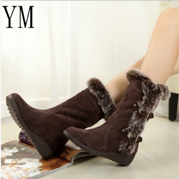 2018 New Hot Women Boots Autumn Flock Winter Ladies Fashion Snow Boots Shoes Thigh High Suede Mid-Calf  Boots