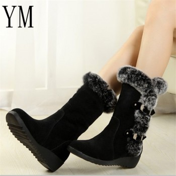 2018 New Hot Women Boots Autumn Flock Winter Ladies Fashion Snow Boots Shoes Thigh High Suede Mid-Calf  Boots