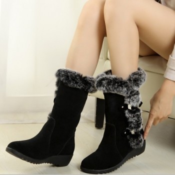 2018 New Hot Women Boots Autumn Flock Winter Ladies Fashion Snow Boots Shoes Thigh High Suede Mid-Calf  Boots