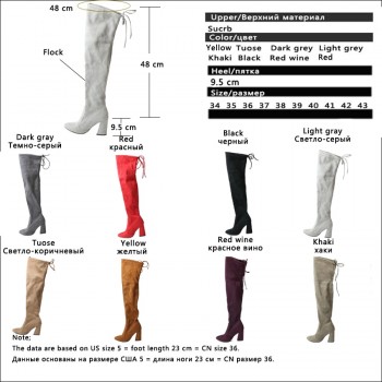 QUTAA 2018 New Flock Leather Women Over The Knee Boots Lace Up Sexy High Heels Autumn Woman Shoes Winter Women Boots Size 34-43