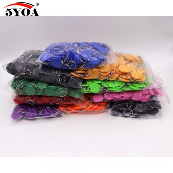 5YOA 10Pcs EM4100 125khz ID Badge Keyfob RFID Tag Tags llavero Porta Chave Card Sticker Key Fob Token Ring Proximity Chip