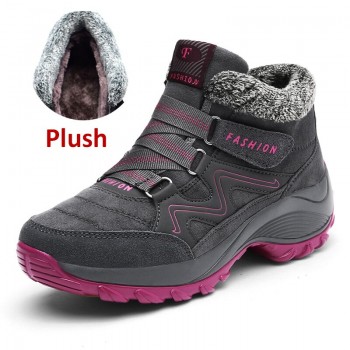 Winter Ankle Boots Women Wedge boots Ankle Waterproof Plateform Snow boots Winter Warm Shoes Women Flat Fashion Short Fur 2019
