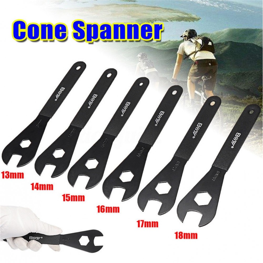 Carbon Steel Bicycle Spanner Wrench Spindle Axle Bicycle Bike Repair Tool Fit for 13mm 14mm 15mm 16mm 17mm 18mm Cone #2a06