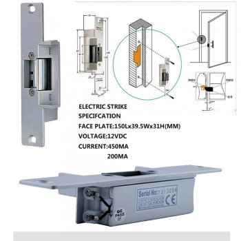 Door Access Control System Controller Waterproof IP68 Metal Case RFID Reader Keypad + Electric Strike Lock