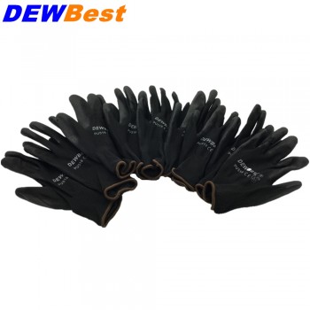 DEWBest 12/24pairs 13G black PU Work Gloves Palm Coated working gloves,Workplace Safety Supplies,Safety Gloves guantes trabajo