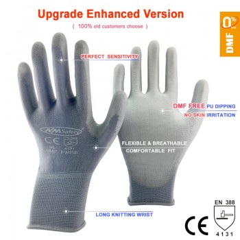 NMSafety 12 Pairs work gloves for PU palm coating safety glove