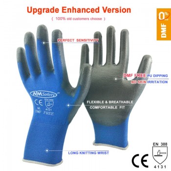 NMSafety 12 Pairs work gloves for PU palm coating safety glove