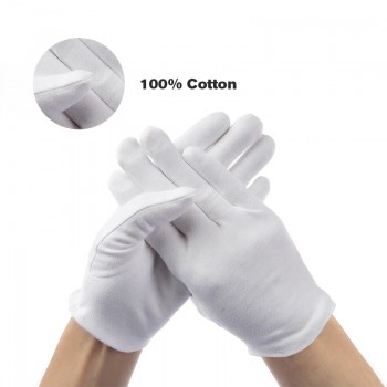 ABESO 12 pairs/lot White 100% Cotton Ceremonial gloves for male female Serving / Waiters/drivers/Jewelry Gloves A6001