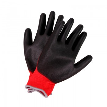 Hot Sale GMG CE Certificated EN388 Red Polyester Black PU Work Safety Gloves Mechanic Working Gloves