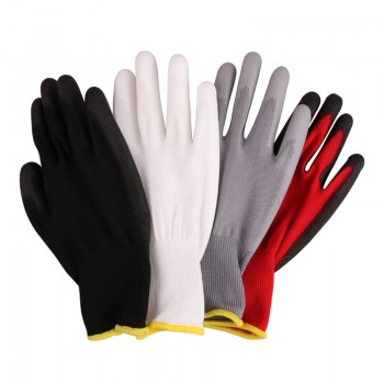 Hot Sale GMG CE Certificated EN388 Red Polyester Black PU Work Safety Gloves Mechanic Working Gloves