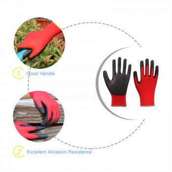 Hot Sale GMG CE Certificated EN388 Red Polyester Black PU Work Safety Gloves Mechanic Working Gloves