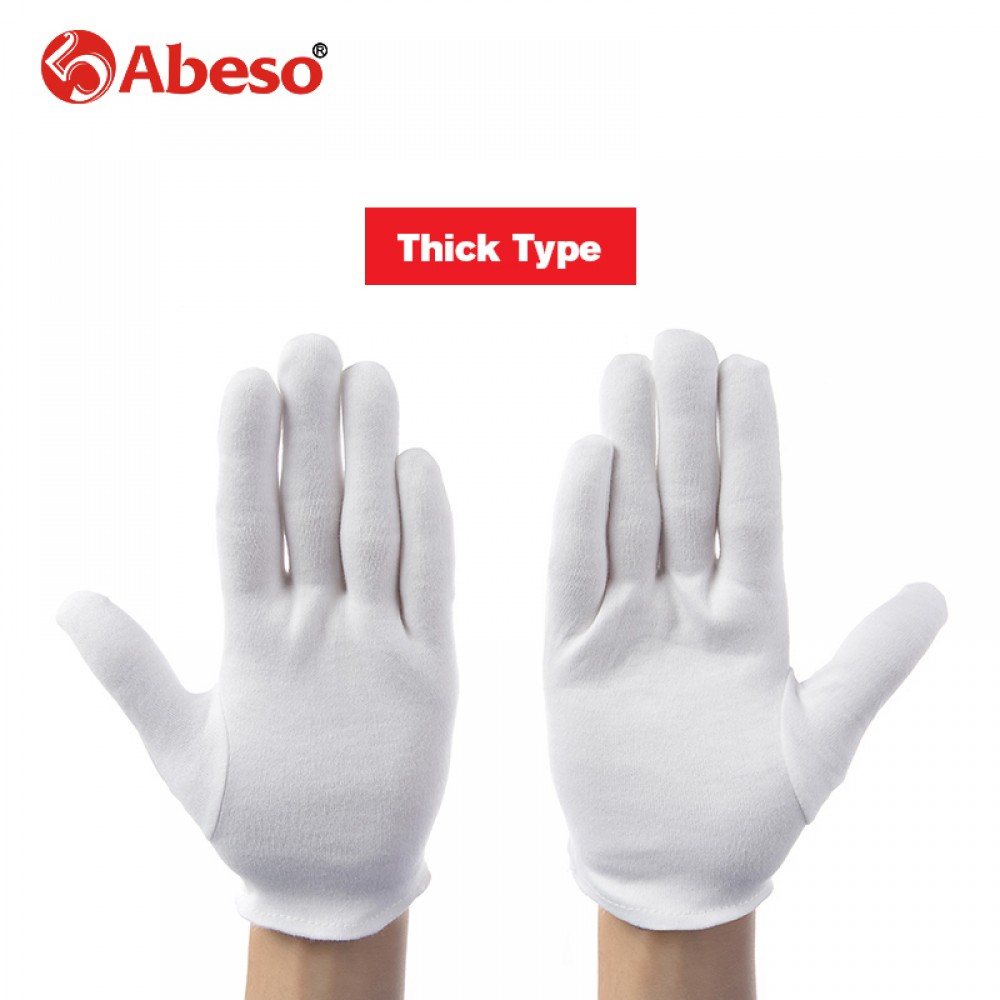 ABESO 2 pairs/lot White 100% Cotton Ceremonial gloves for male female Serving / Waiters/drivers/Jewelry Gloves A6001