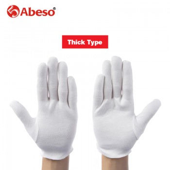 ABESO 2 pairs/lot White 100% Cotton Ceremonial gloves for male female Serving / Waiters/drivers/Jewelry Gloves A6001