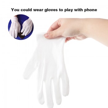 ABESO 2 pairs/lot White 100% Cotton Ceremonial gloves for male female Serving / Waiters/drivers/Jewelry Gloves A6001