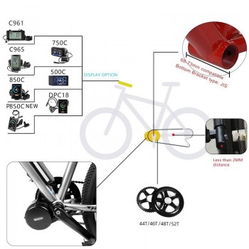 Bafang BBS02B 48V 750W Mid Drive Motor 8fun BBS02 Bicycle Electric Bike Conversion Kits DPC18 850C 500C C965 C961 eBike Display