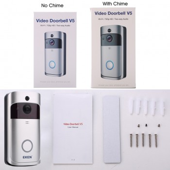 EKEN V5 Smart WiFi Video Doorbell Camera Visual Intercom with Chime Night vision IP Door Bell Wireless Home Security Camera