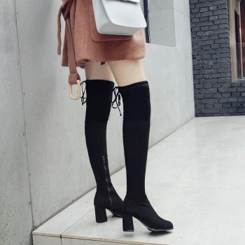 SONDR over the knee boots platform high heel bottes femme 2019 nouveau black rubber shoes woman Pointed Toe Zipper botas mujer