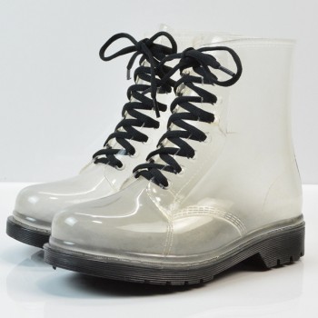 Jelly Shoes Rain Boots Ladies Shoes Women Fashion Womens Flat Transparent Martin Boots Water Shoes Waterproof Shoe BeautyFeet