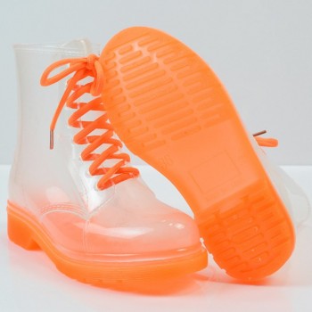 Jelly Shoes Rain Boots Ladies Shoes Women Fashion Womens Flat Transparent Martin Boots Water Shoes Waterproof Shoe BeautyFeet