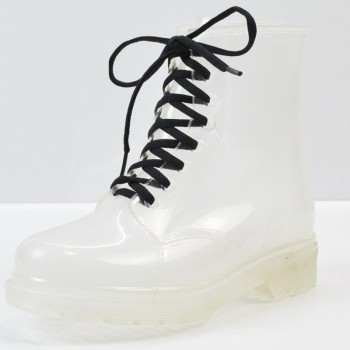 Jelly Shoes Rain Boots Ladies Shoes Women Fashion Womens Flat Transparent Martin Boots Water Shoes Waterproof Shoe BeautyFeet