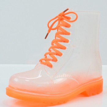Jelly Shoes Rain Boots Ladies Shoes Women Fashion Womens Flat Transparent Martin Boots Water Shoes Waterproof Shoe BeautyFeet
