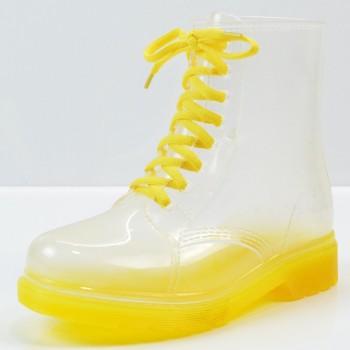 Jelly Shoes Rain Boots Ladies Shoes Women Fashion Womens Flat Transparent Martin Boots Water Shoes Waterproof Shoe BeautyFeet