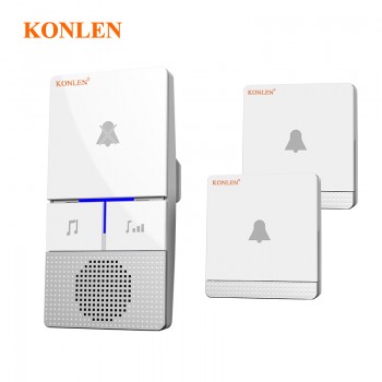 KONLEN Wireless Doorbell Kit with Kinetic Self powered Push Button Smart Home Melody Chime Door Bell Plug-in Receiver Long Rang