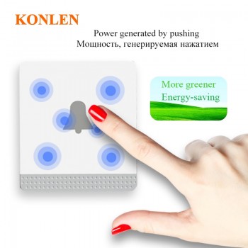 KONLEN Wireless Doorbell Kit with Kinetic Self powered Push Button Smart Home Melody Chime Door Bell Plug-in Receiver Long Rang