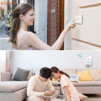 KONLEN Wireless Doorbell Kit with Kinetic Self powered Push Button Smart Home Melody Chime Door Bell Plug-in Receiver Long Rang