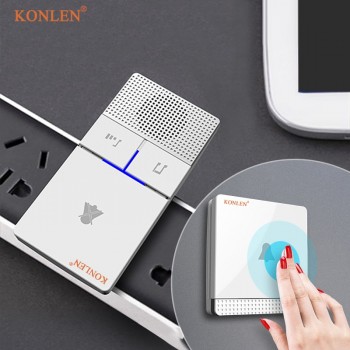 KONLEN Wireless Doorbell Kit with Kinetic Self powered Push Button Smart Home Melody Chime Door Bell Plug-in Receiver Long Rang