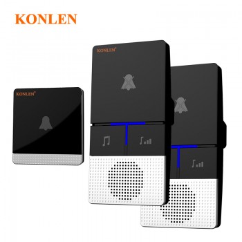 KONLEN Wireless Doorbell Kit with Kinetic Self powered Push Button Smart Home Melody Chime Door Bell Plug-in Receiver Long Rang
