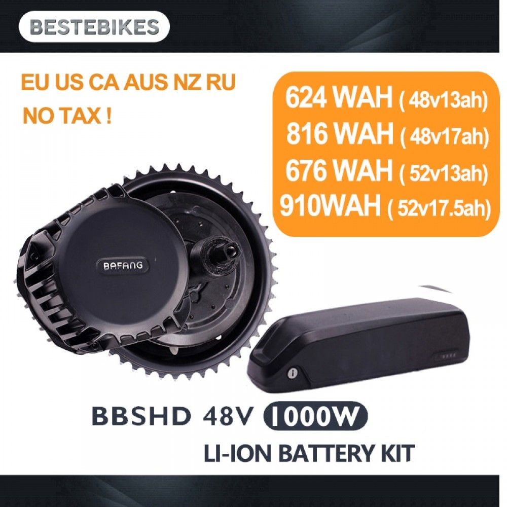 Bafang BBSHD 48V1000w electric motor kit bbs03 battery velo electrique bicicleta electrica 52V17.5ah EU/US NO Tax