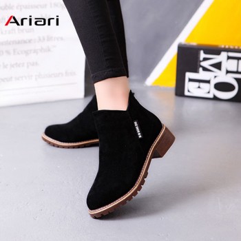 New Classic Women Ankle Boots Winter Female Snow Women Casual shoes Thick Heel Suede Warm Fur Plush Women Shoes Women Booties