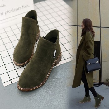 New Classic Women Ankle Boots Winter Female Snow Women Casual shoes Thick Heel Suede Warm Fur Plush Women Shoes Women Booties
