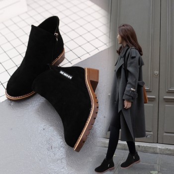 New Classic Women Ankle Boots Winter Female Snow Women Casual shoes Thick Heel Suede Warm Fur Plush Women Shoes Women Booties