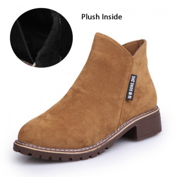 New Classic Women Ankle Boots Winter Female Snow Women Casual shoes Thick Heel Suede Warm Fur Plush Women Shoes Women Booties