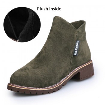 New Classic Women Ankle Boots Winter Female Snow Women Casual shoes Thick Heel Suede Warm Fur Plush Women Shoes Women Booties