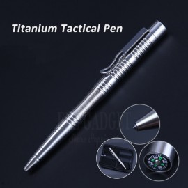 New Titanium Tactical Pen Self Defense Supplies With Tungsten Steel Head Compass Emergency Glass Breaker For Outdoor Camp EDC