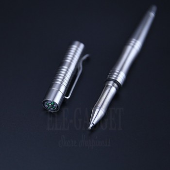 New Titanium Tactical Pen Self Defense Supplies With Tungsten Steel Head Compass Emergency Glass Breaker For Outdoor Camp EDC