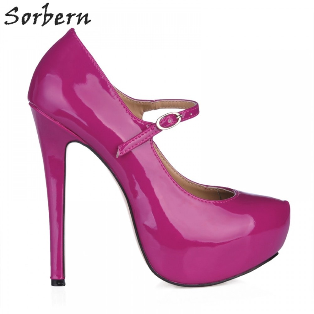 Sorbern Women Black Office Shoes Mary Janes Women Dressing Shoes Women Purple Evening Dresses Custom Colors Drop Shipping Pumps