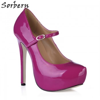 Sorbern Women Black Office Shoes Mary Janes Women Dressing Shoes Women Purple Evening Dresses Custom Colors Drop Shipping Pumps