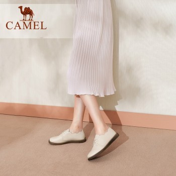 CAMEL Spring New Women Genuine Leather Retro Single Shoes For Ladies Casual Sweet Low Heel Pumps Crosstied Comfort Soft  Shoes