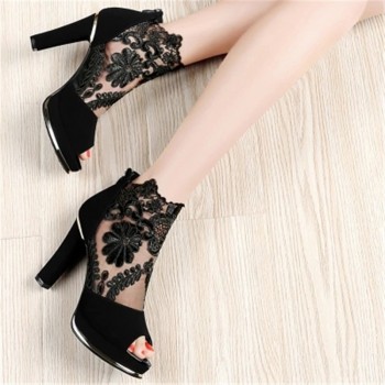 2018 spring and summer new thick with fish mouth sandals shoes sexy high heels European and American mesh shoes