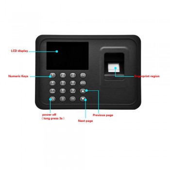 2.4 TFT LCD Display USB Biometric Fingerprint Attendance Machine DC 5V/1A Time Clock Recorder Employee Checking-in Reader A6