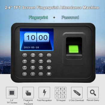 2.4 TFT LCD Display USB Biometric Fingerprint Attendance Machine DC 5V/1A Time Clock Recorder Employee Checking-in Reader A6