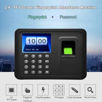 2.4 TFT LCD Display USB Biometric Fingerprint Attendance Machine DC 5V/1A Time Clock Recorder Employee Checking-in Reader A6