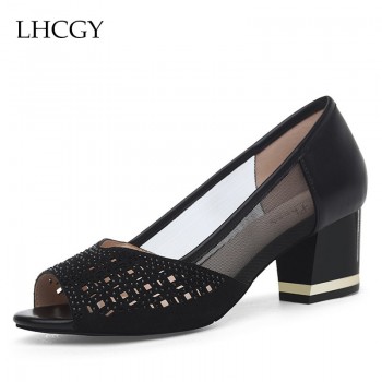 2018 Summer Women Sandals Bling Open Toe High Heels Hollow Out Pumps Woman Dress Shoes OL office Ladies Shoes zapatos mujer 6620