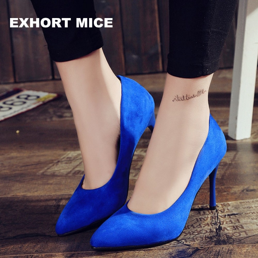 2017 HOT Women Shoes Pointed Toe Pumps Suede Leisure Dress Shoes High Heels Boat Wedding tenis feminino 10cm