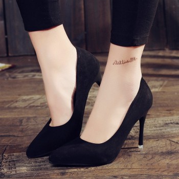2017 HOT Women Shoes Pointed Toe Pumps Suede Leisure Dress Shoes High Heels Boat Wedding tenis feminino 10cm