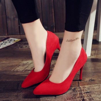 2017 HOT Women Shoes Pointed Toe Pumps Suede Leisure Dress Shoes High Heels Boat Wedding tenis feminino 10cm